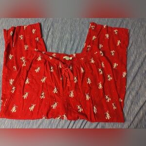 LOFT Sleep Medium Red Pajama Pants with Dog Pattern Preloved Cozy Soft Sleepwear